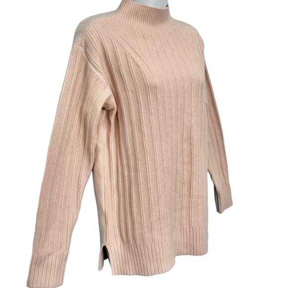 Lululemon Feather Pink Twin Rib Wool Blend Wide Mock Neck Sweater size 4 Cozy - Picture 9 of 9